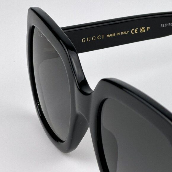 NEW Gucci GG1337S 002 Shiny Black Gradient Gray Polarized Square Women S… - Picture 10 of 13